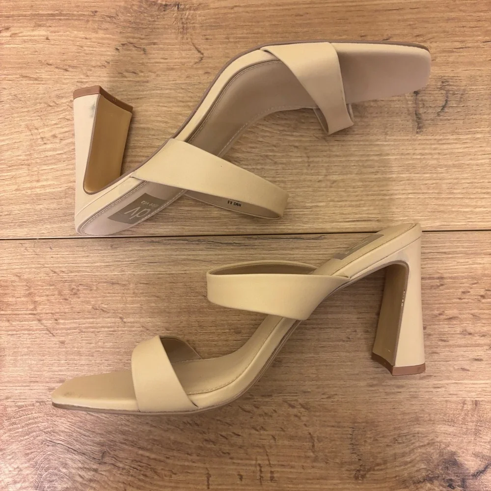 DOLCE VITA Veniss Block Heel Sandals Nude Tan Women Size 8.5 Open Toe Strappy